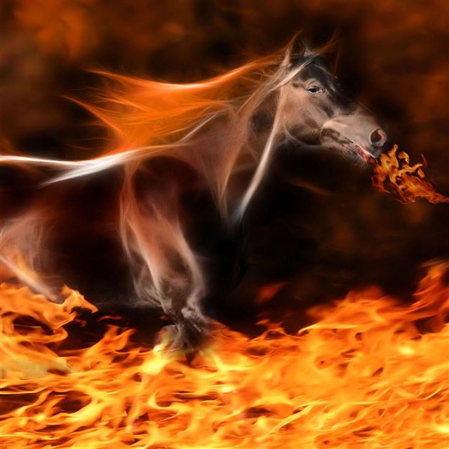 2048x2048 Fire Horse Art - black iPad Air Wallpaper