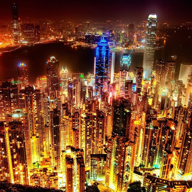 2048x2048 Night Light Cityscape - skyscraper iPad Air Wallpaper