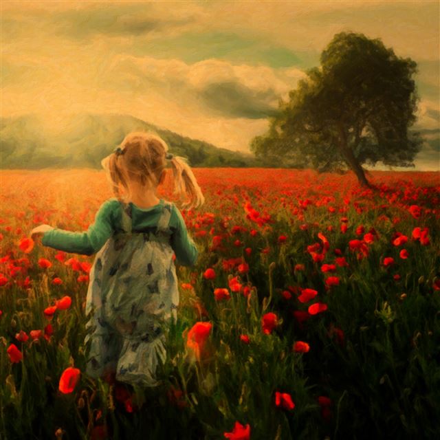 2048x2048 Flower Garden Painting Art Drawn - running iPad Air Wallpaper