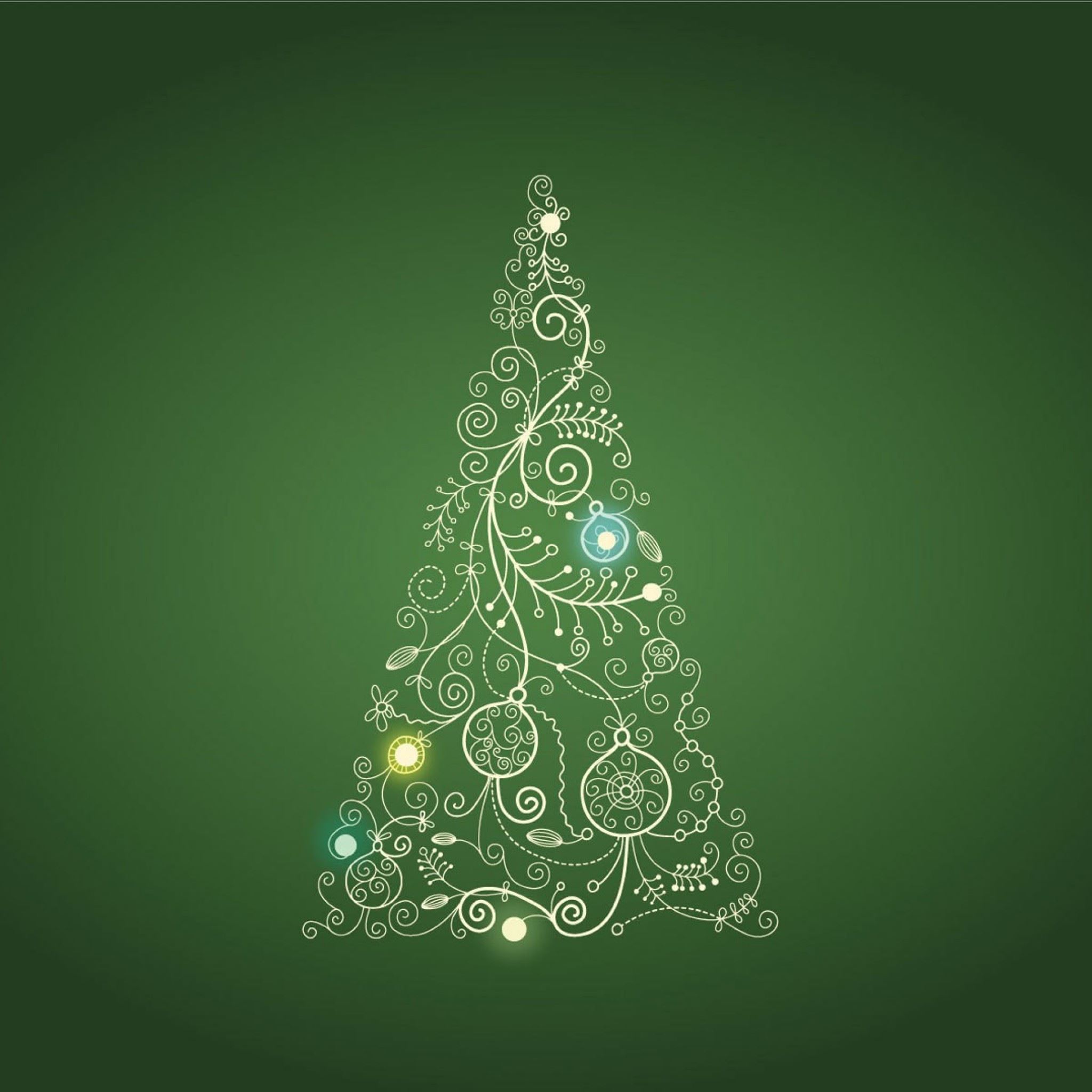 Christmas Tree on Green Background Illustration iPad Air wallpaper 
