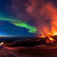 Iceland Mountain Fire Nature wallpaper
