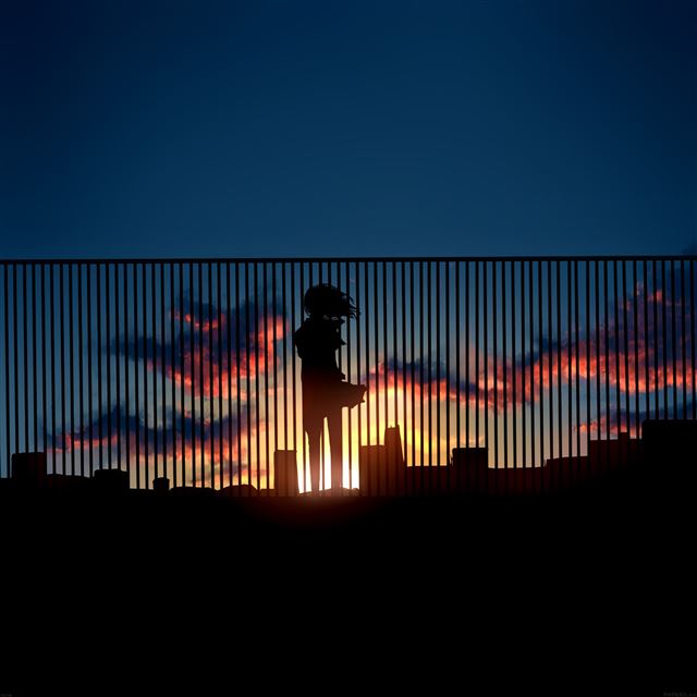 2048x2048 Art Sunset Anime Afternoon -  iPad Wallpaper
