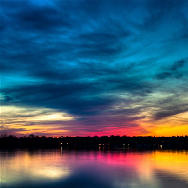 2048x2048 Rainbow In The Sky Lake Sea Nature - landscape iPad Air Wallpaper