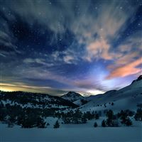 Aurora Star Sky Snow Mountain Winter Nature wallpaper