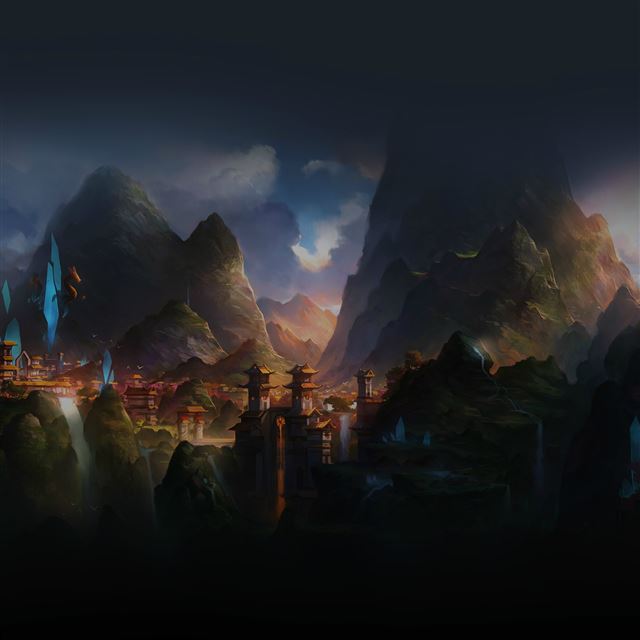2048x2048 Mountain Art Illust China Anime Peaceful - landscape iPad Air Wallpaper