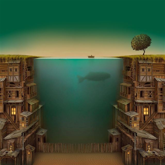 2048x2048 Technological Fantasy World  - building iPad Air Wallpaper