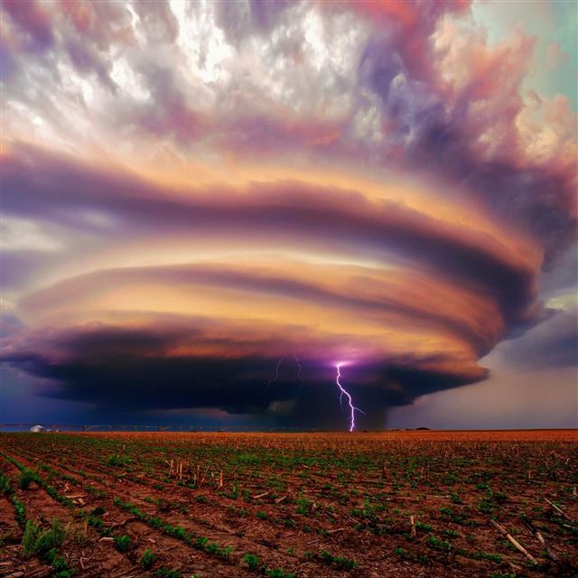 2048x2048 Spectacular Hurricane Over Farmland - clouds iPad Air Wallpaper