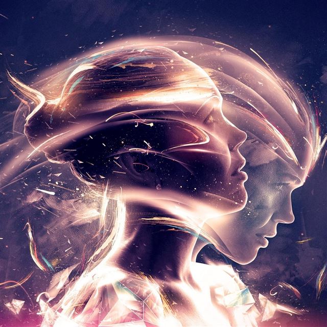 2048x2048 Abstract Overlapping Girl Head Art - design iPad Air Wallpaper