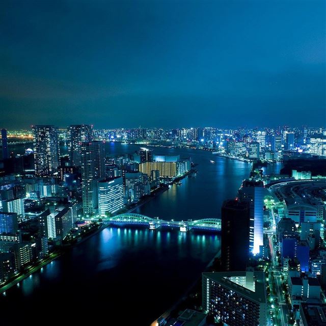 2048x2048 Cold River Bank Cityscape - view iPad Air Wallpaper
