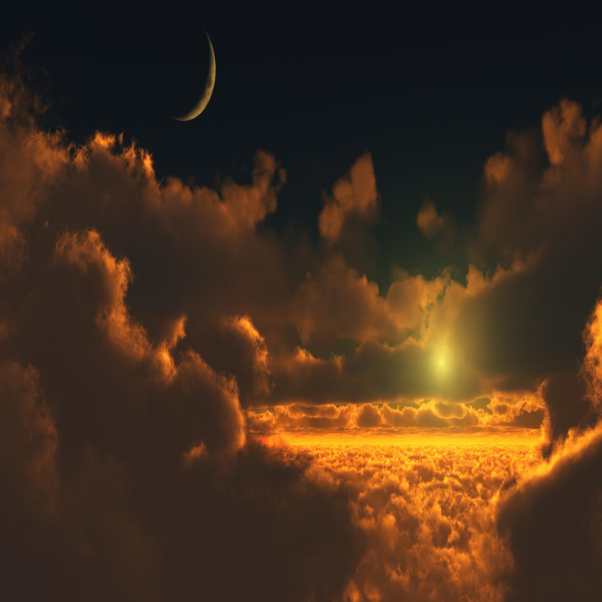 Nature Moon Thick Clouds Skyscape iPad Air wallpaper 