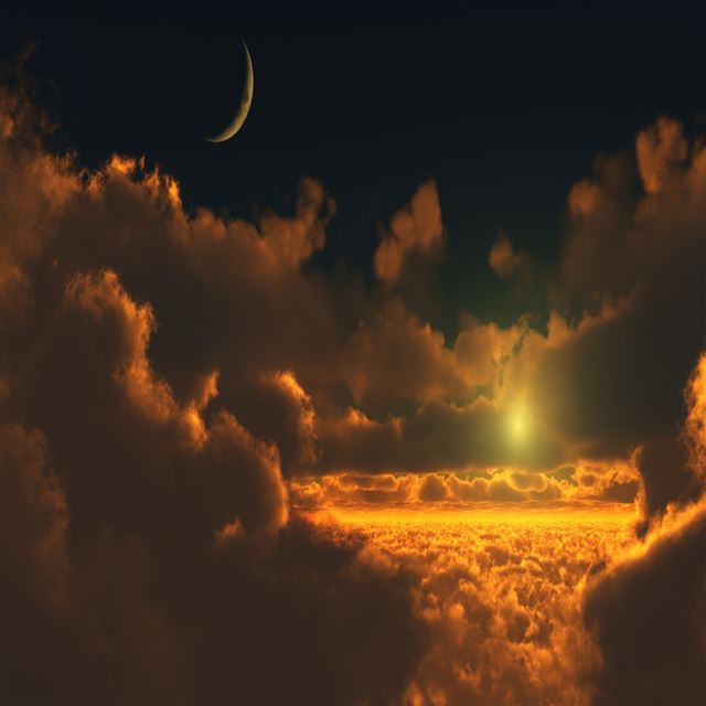 2048x2048 Nature Moon Thick Clouds Skyscape - moon iPad Air Wallpaper
