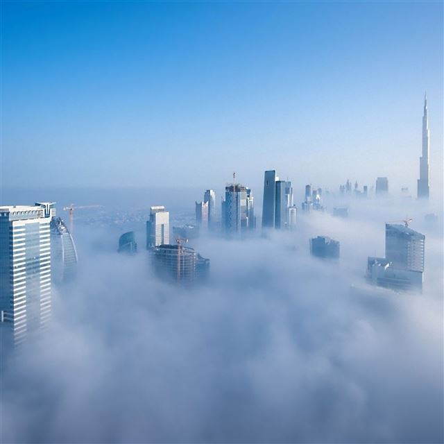 2048x2048 Spectacular Foggy Dubai Skyscraper High Landscape - landscape iPad Air Wallpaper