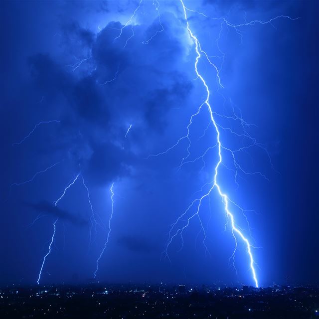 2048x2048 Cool Lightning Strikes - clouds iPad Air Wallpaper