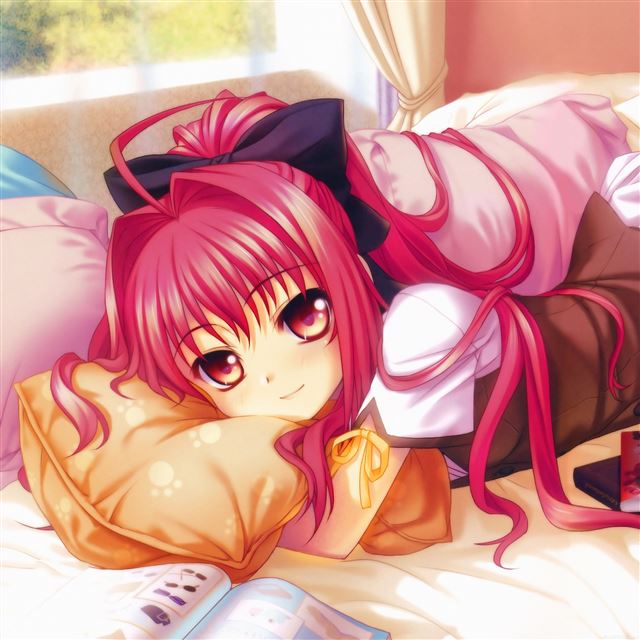 2048x2048 Pink Love Girl Anime Illust Art -  iPad Wallpaper