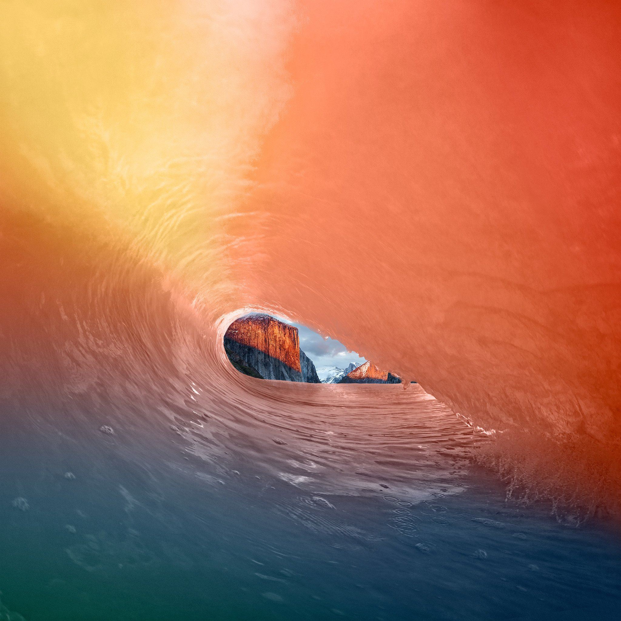 Apple Osx Yosemite Wave Red Rainbow Sea iPad Air wallpaper 
