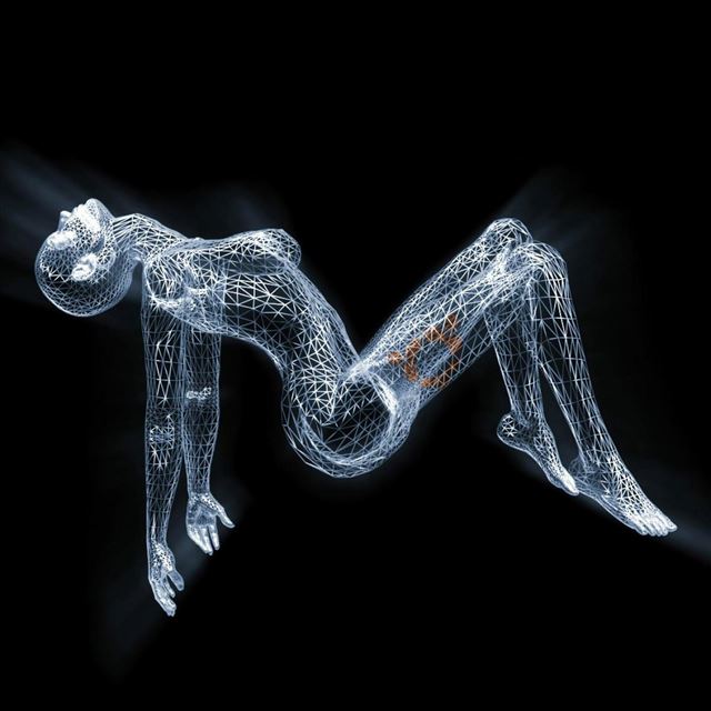 2048x2048 Dark X ray Robot Bones Meridian  - woman iPad Air Wallpaper