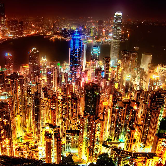2048x2048 Lively Busy Hong Kong Cityscape Skyline - hong kong iPad Air Wallpaper