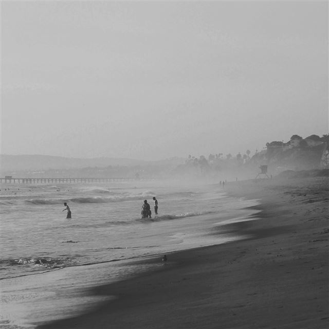 2048x2048 Beach Sea Afternoon Chris Sardegna Nature - grayscale iPad Air Wallpaper