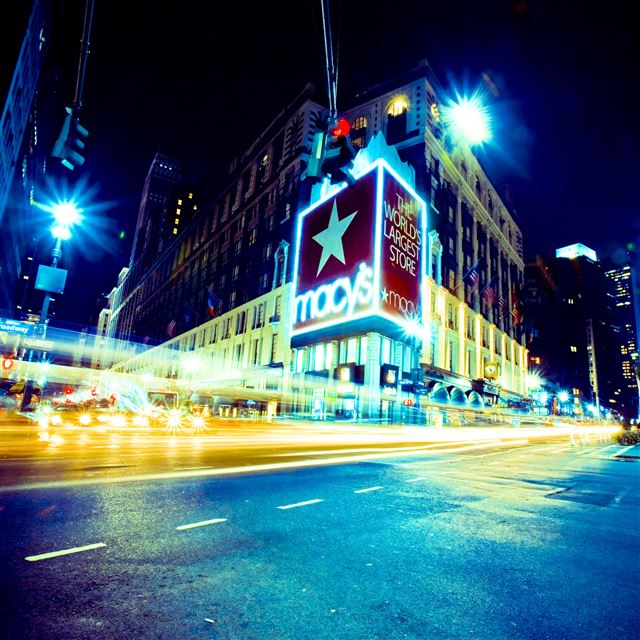 2048x2048 New York City Lights Street Scene - new york iPad Air Wallpaper