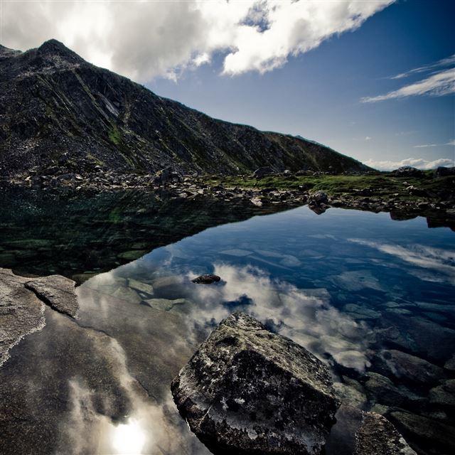2048x2048 Valley Mountains Lake Sky Reflection - reflection iPad Air Wallpaper