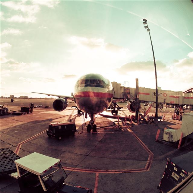 2048x2048 Sunshine Plane Waiting To Board - plane iPad Air Wallpaper