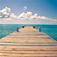 Sunny Endless Ocean Dock View wallpaper