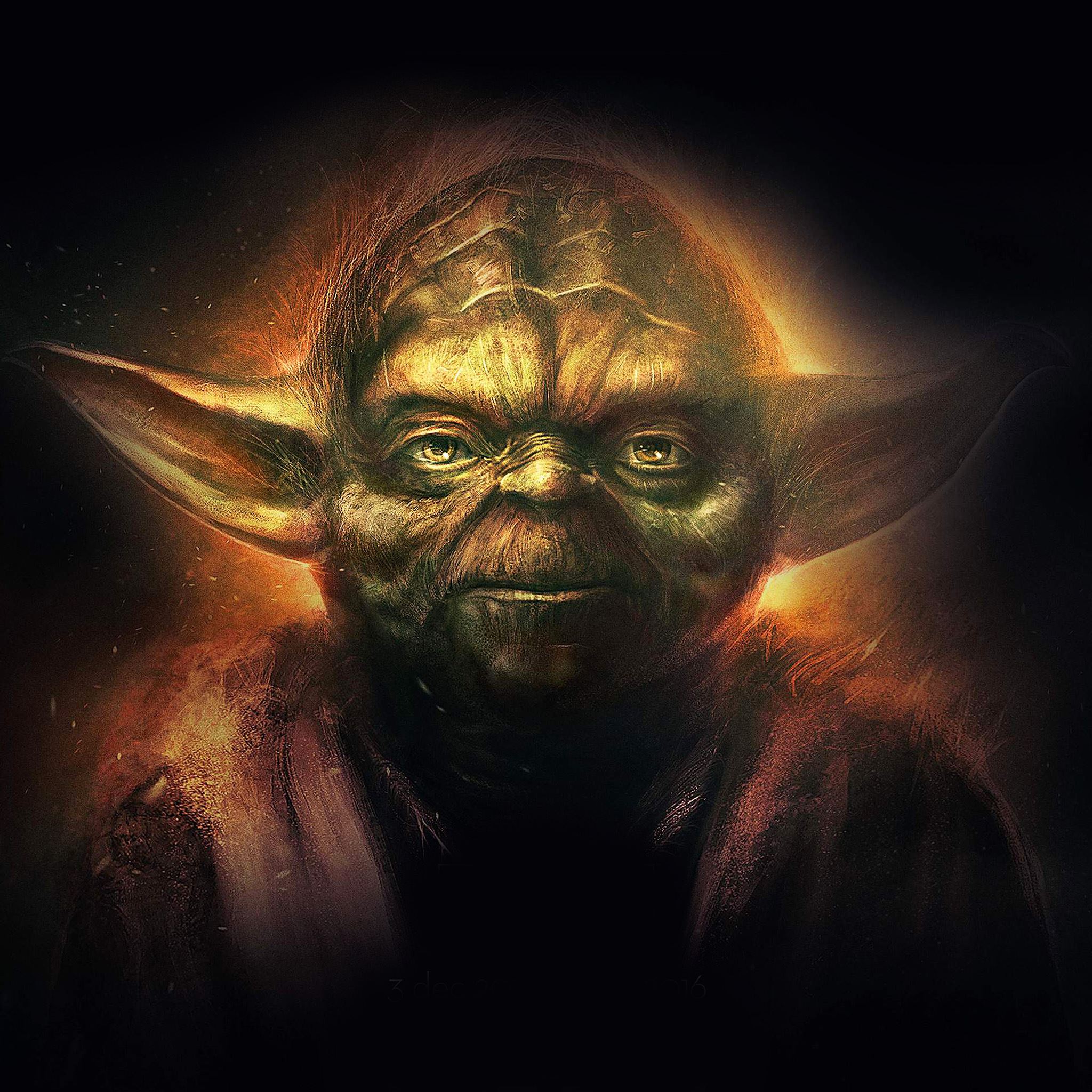Yoda Starwars Art Dark Illlust Film Poster iPad Air wallpaper 