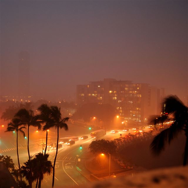 2048x2048 Rainy Tropical Night City - view iPad Air Wallpaper