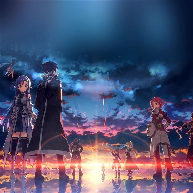 2048x2048 Anime Art Sunset Drawing -  iPad Wallpaper