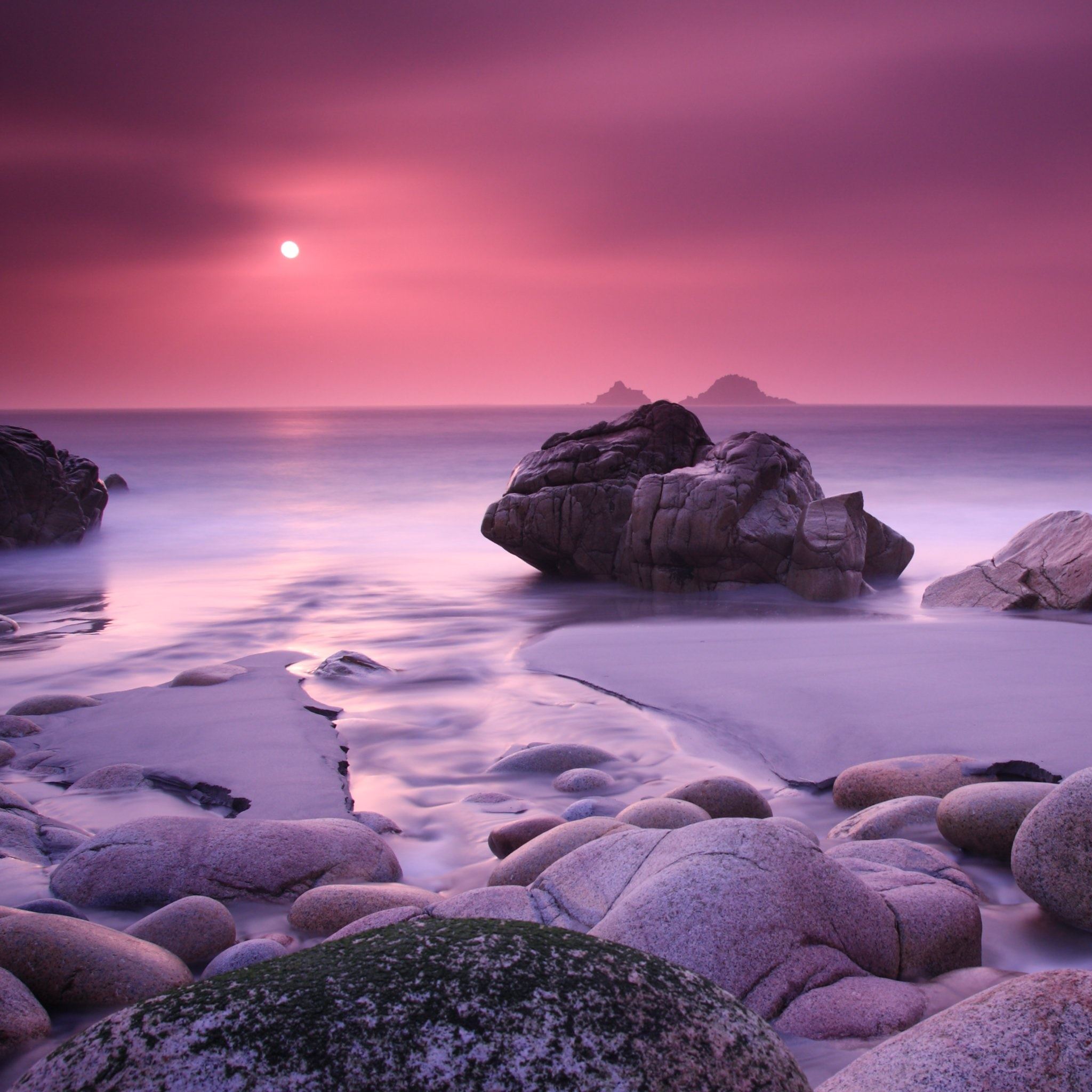 Evening Calming Rock Ocean Sea Landscape iPad Air wallpaper 