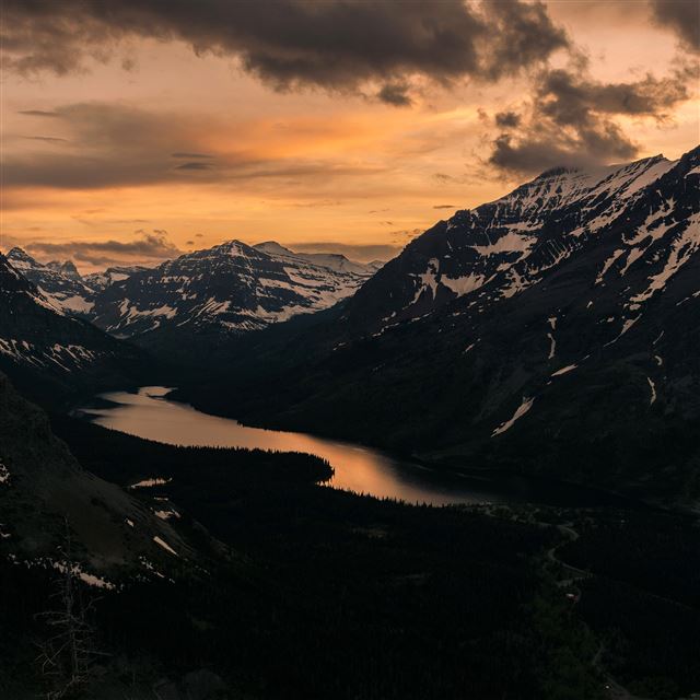 2048x2048 Sunset Mountain River Nature Dark Red - river iPad Air Wallpaper