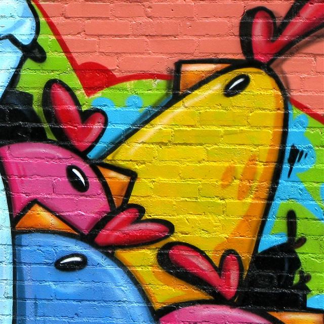2048x2048 Angry Birds Brick Wall Graffiti - drawn iPad Air Wallpaper