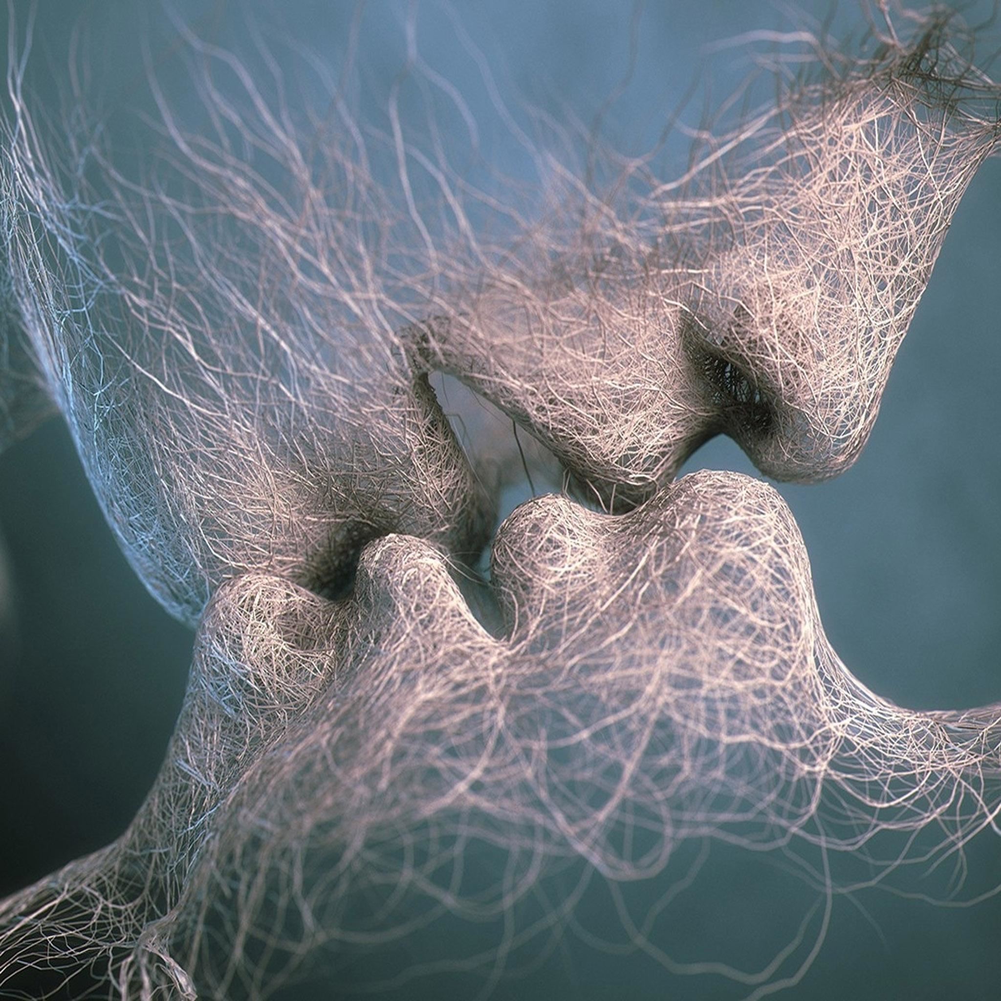 Abstract Lover Couple Kiss Art iPad Air wallpaper 