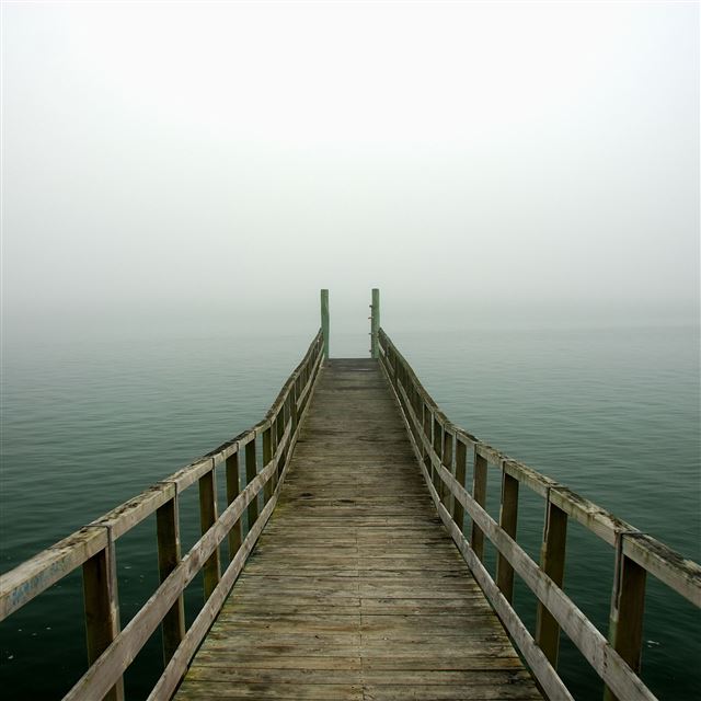 2048x2048 Misty Morning Bridge Endless Lake - skyline iPad Air Wallpaper