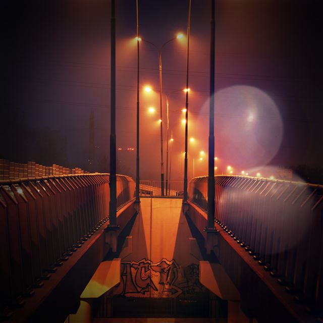 2048x2048 Night Bridge City View Lights Street Orange Flare - street iPad Air Wallpaper