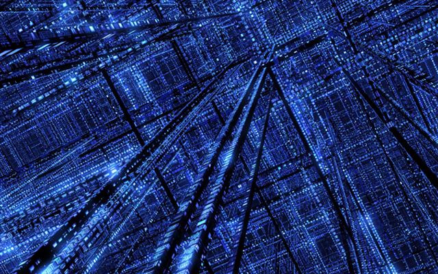 2048x2048 3D Shiny Blue Silicon Dark - architecture iPad Air Wallpaper
