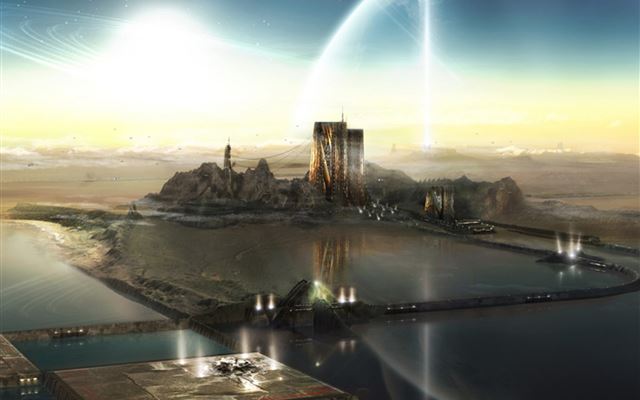 2048x2048 Futuristic Fantasy City - architecture iPad Air Wallpaper
