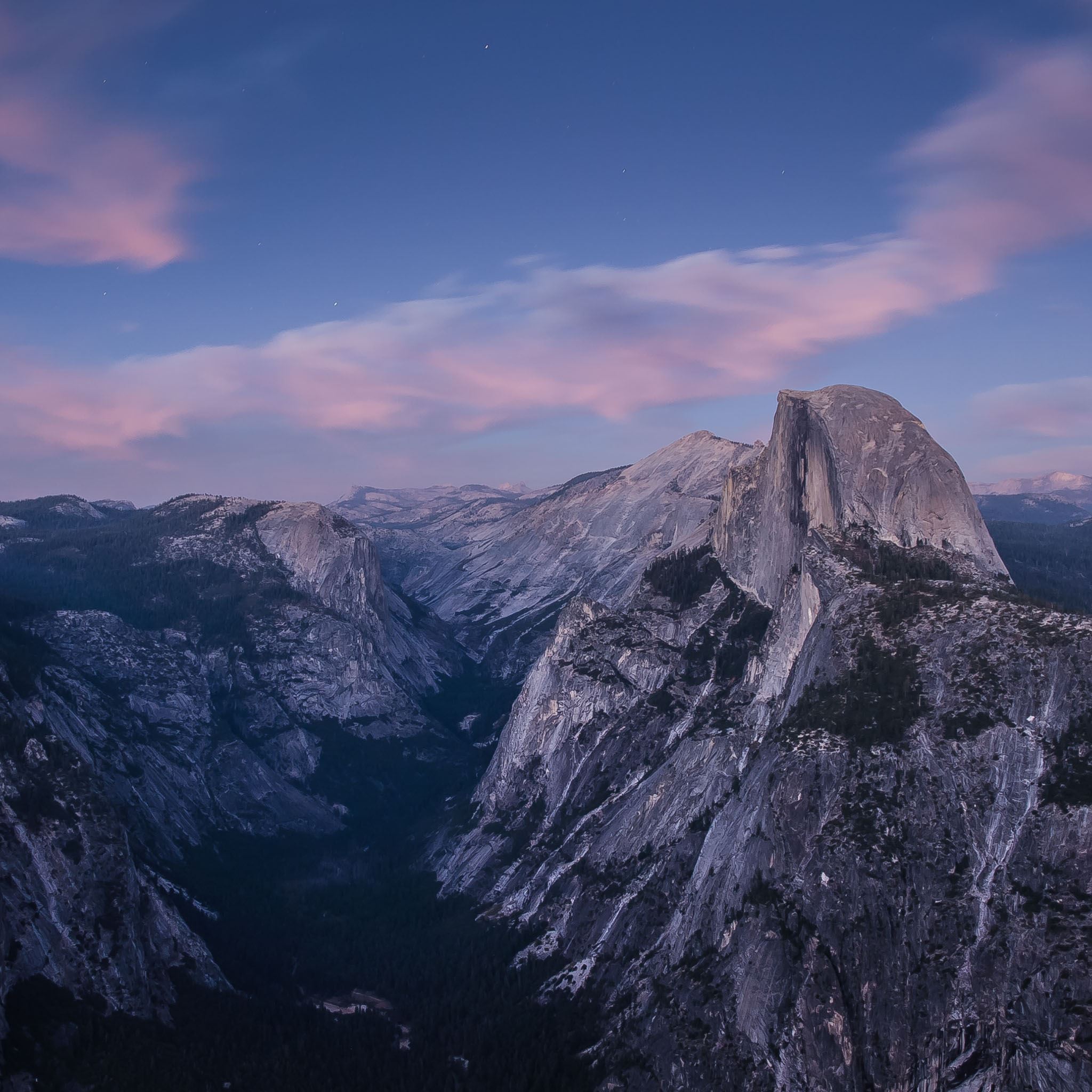 Nature Yosemite Mountain Dark Night Landscape iPad Air wallpaper 