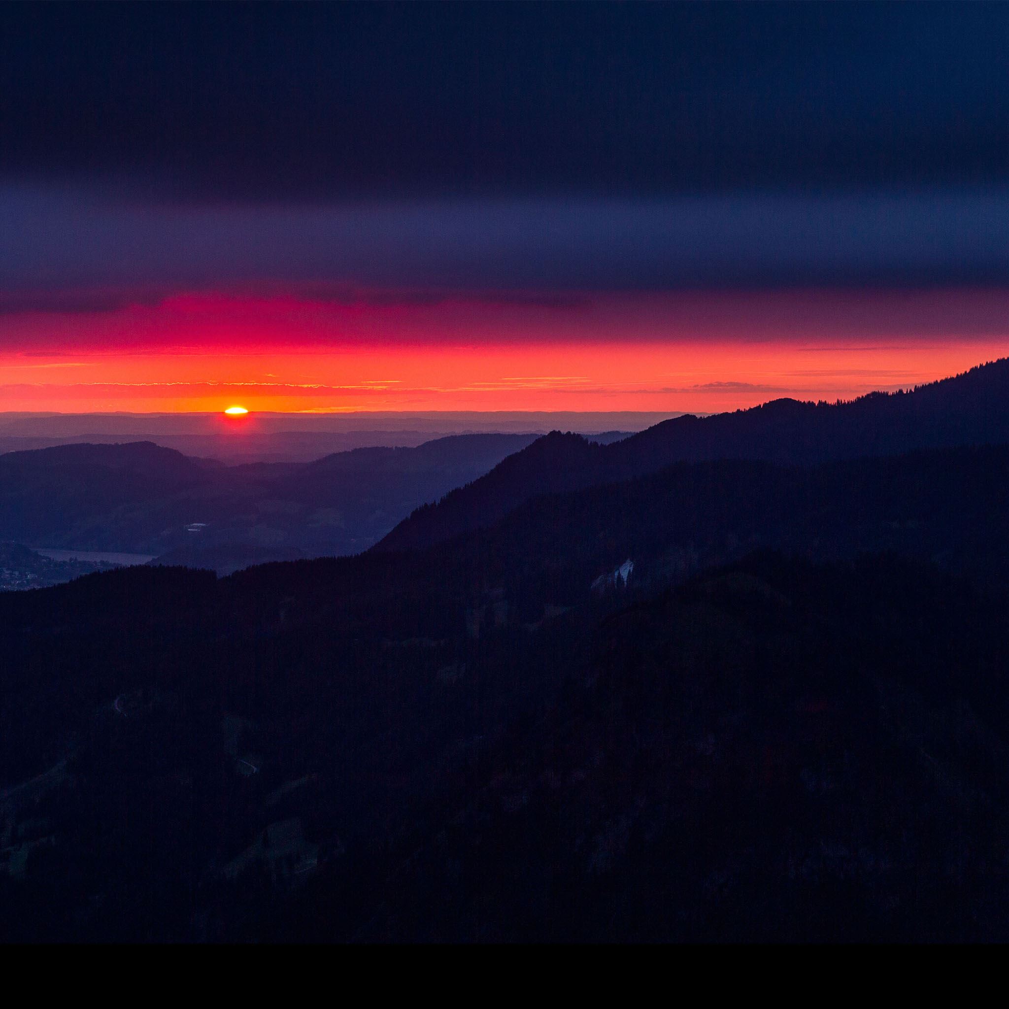 Dark Night Sunset Mountain Sky View Landscape iPad Air wallpaper 