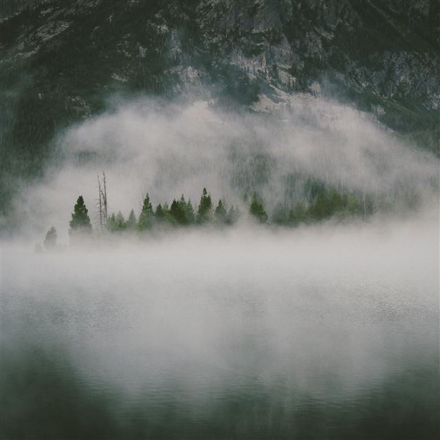 2048x2048 Nature Dark Foggy Lake Mountains Landscape - landscape iPad Air Wallpaper