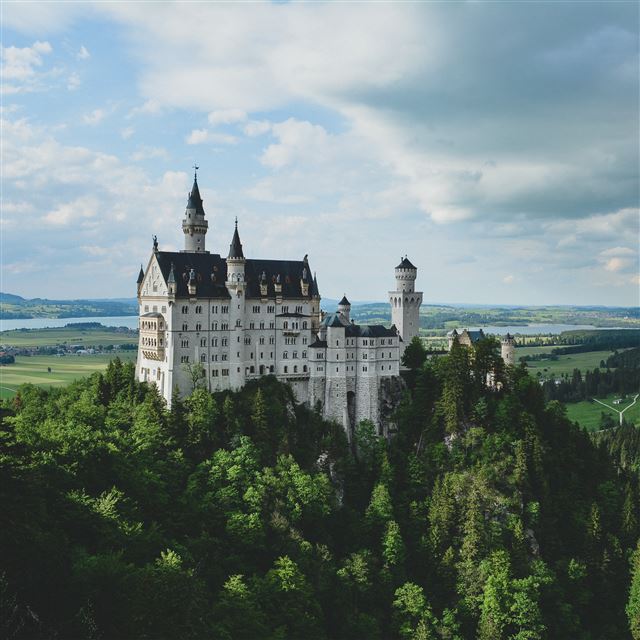 2048x2048 Neuschwanstein Castle Germany - trees iPad Air Wallpaper