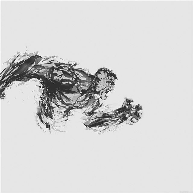 2048x2048 Hulk Illust Anger White Minimal Hero - draw iPad Air Wallpaper