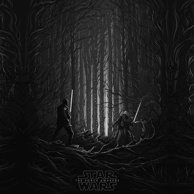 2048x2048 Starwars Illustration Bw Dark Art Film -  iPad Air Wallpaper