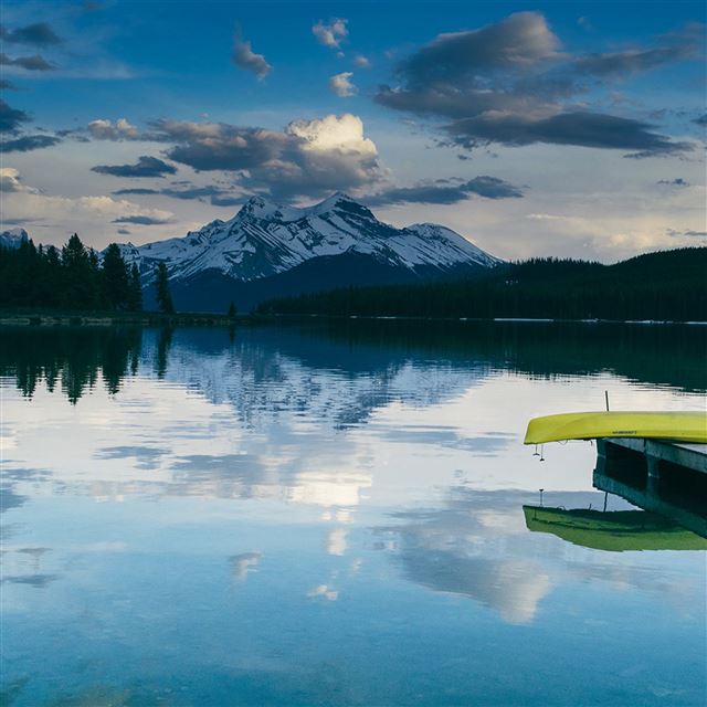 2048x2048 Lake Peace Mountain Sky Boat Vacation Summer - reflection iPad Air Wallpaper