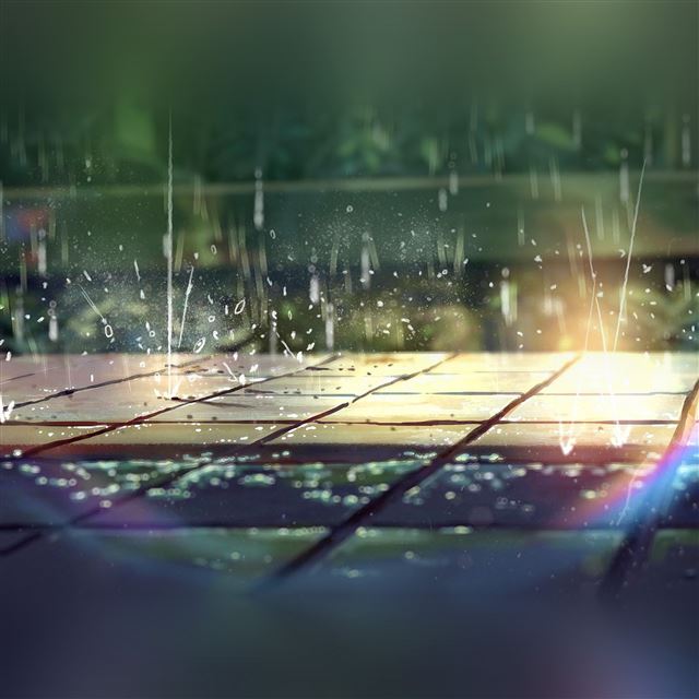 2048x2048 Rainning Illustration Anime Art Nature -  iPad Air Wallpaper