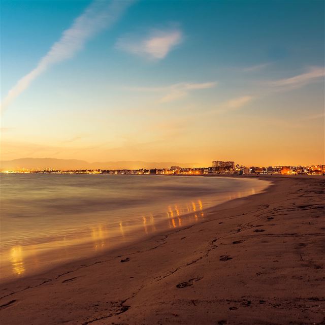 2048x2048 Beach Summer Night Sunset Orange Sea Nature - black iPad Air Wallpaper