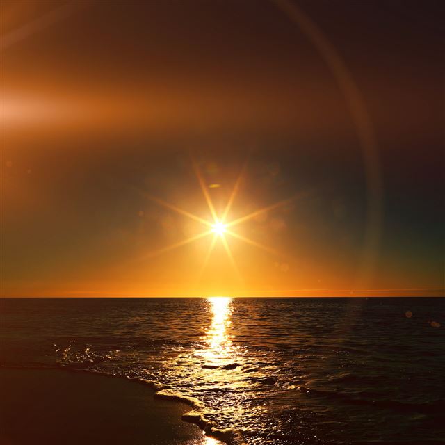 2048x2048 Sunset Beach Sea Nature Sky Flare - sunlight iPad Air Wallpaper