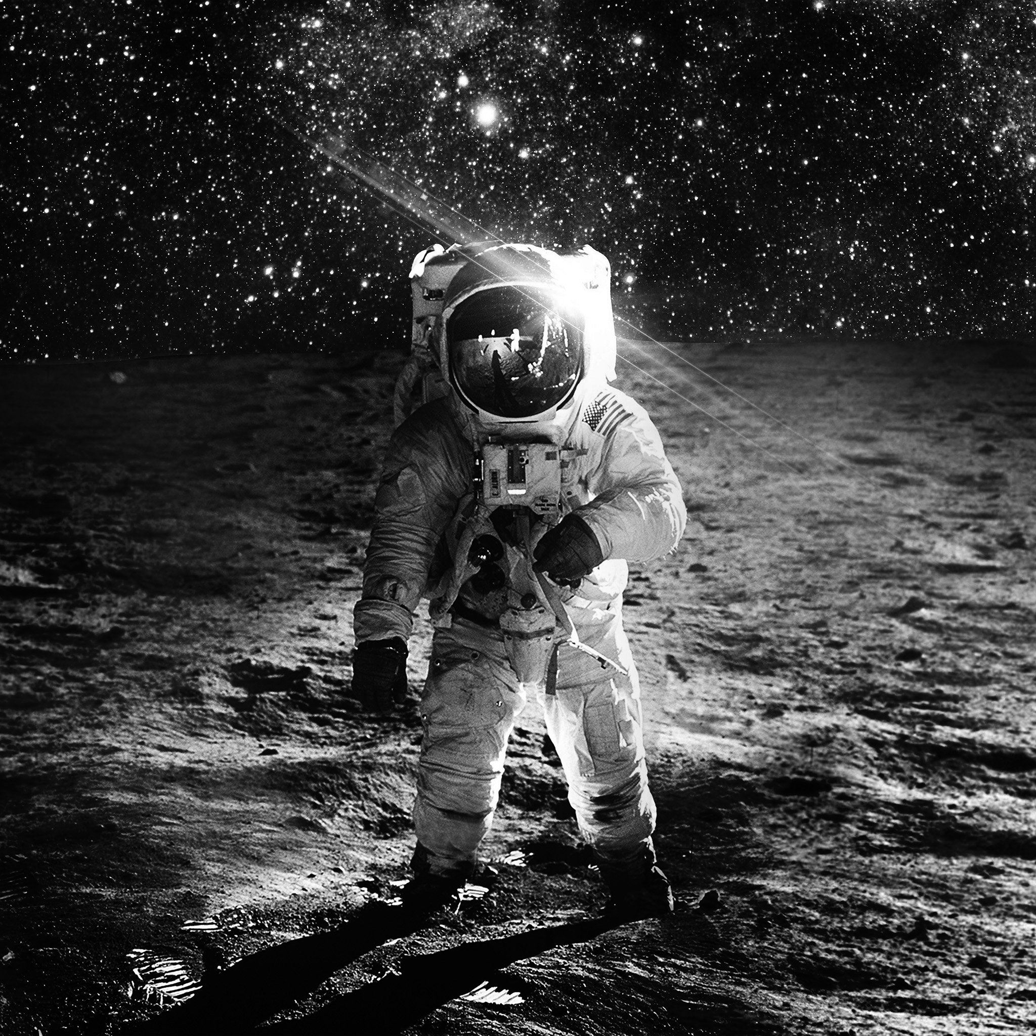 Astronaut Space Art Moon Dark Bw iPad Air wallpaper 