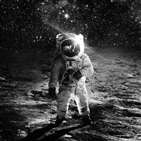 Astronaut Space Art Moon Dark Bw wallpaper
