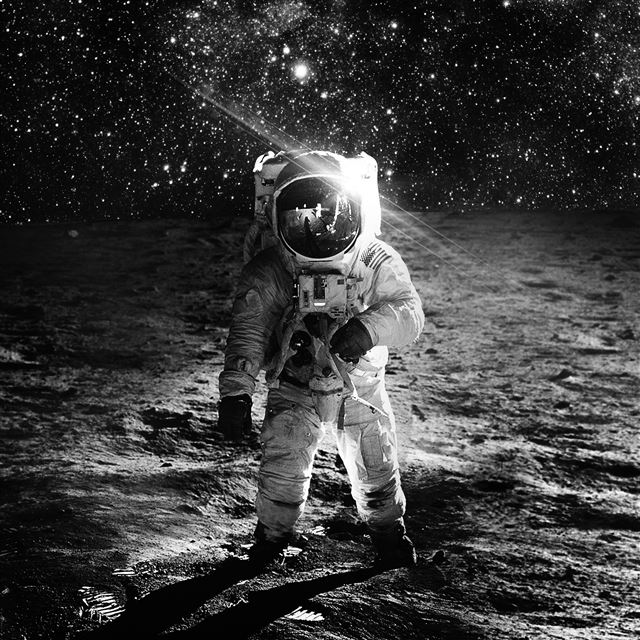2048x2048 Astronaut Space Art Moon Dark Bw -  iPad Air Wallpaper
